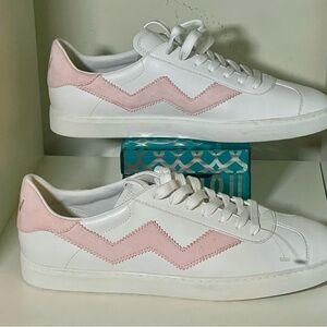 Stuart Weitzman NWOT Leather low top Women's White and Pink Sneakers